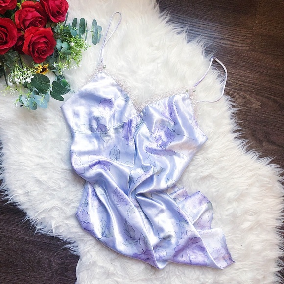 Vintage Other - VINTAGE SATIN FLORAL SLIP DRESS